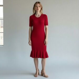 J. Crew Ribbed Knit Mini Flare Dress Size S Pink Fitted Silhouette